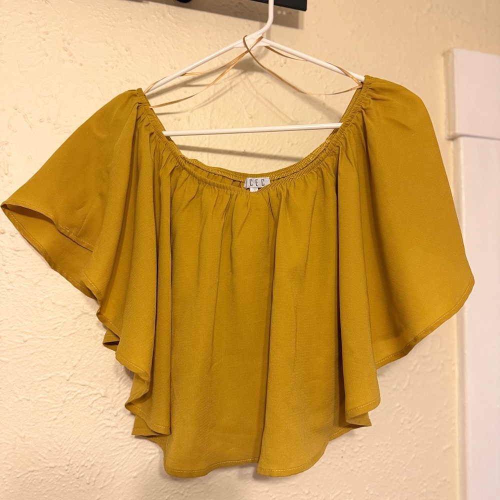 Yellow Off-Shoulder Women Top
